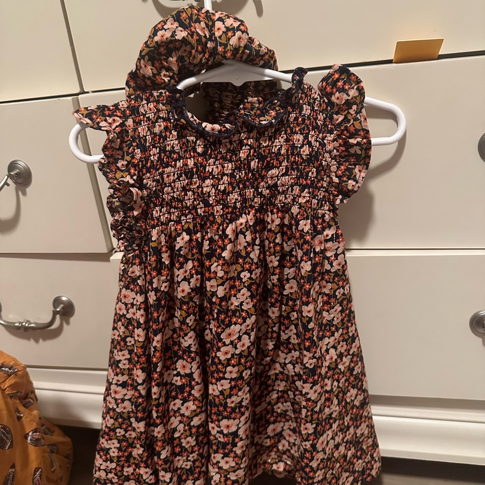 Pink Chicken Floral Ruffle Dress
